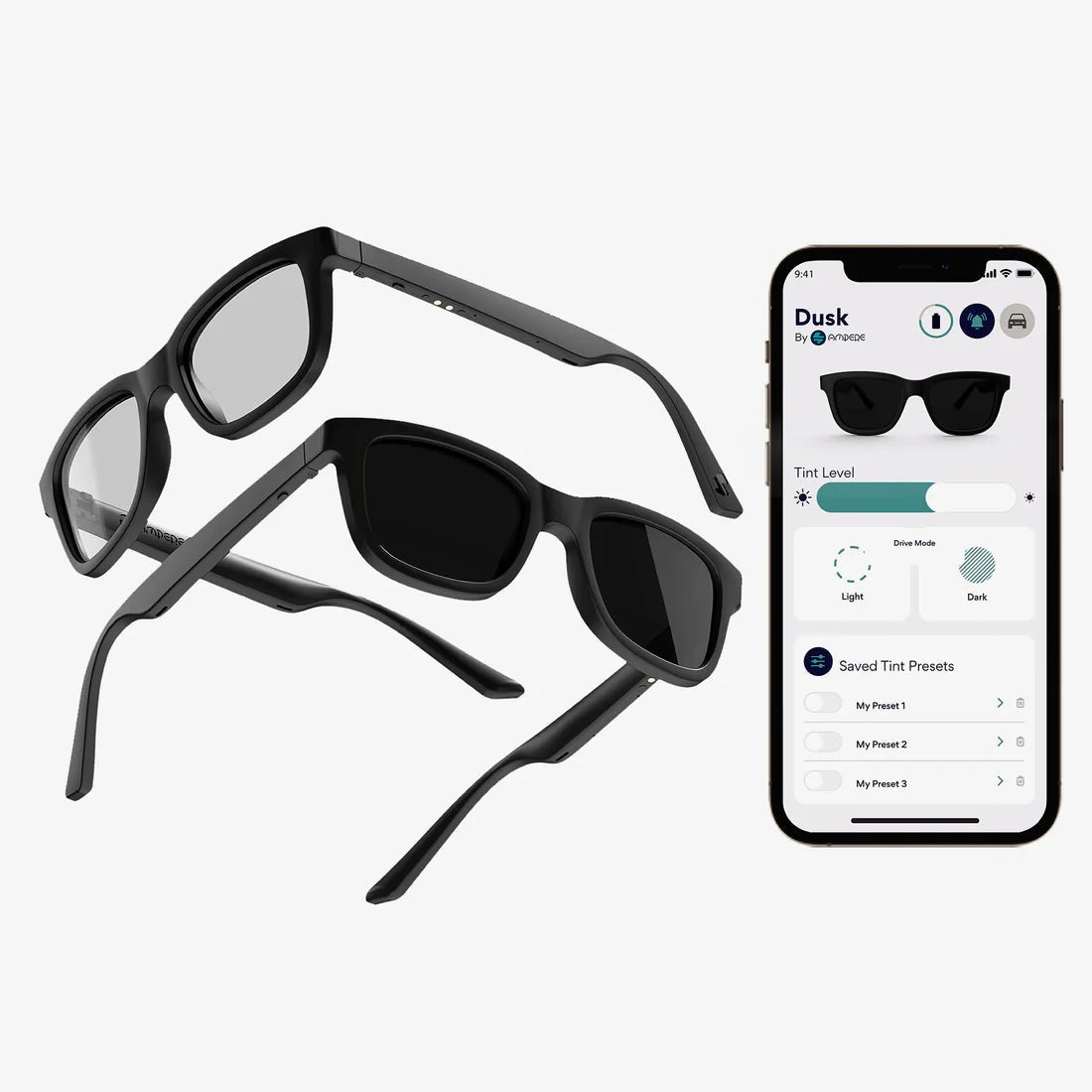 Ampere Dusk - App - enabled tint changing smart sunglasses with built - in audio - Ante ShopAmpereeyewear850012882473AM - DSWAOBK