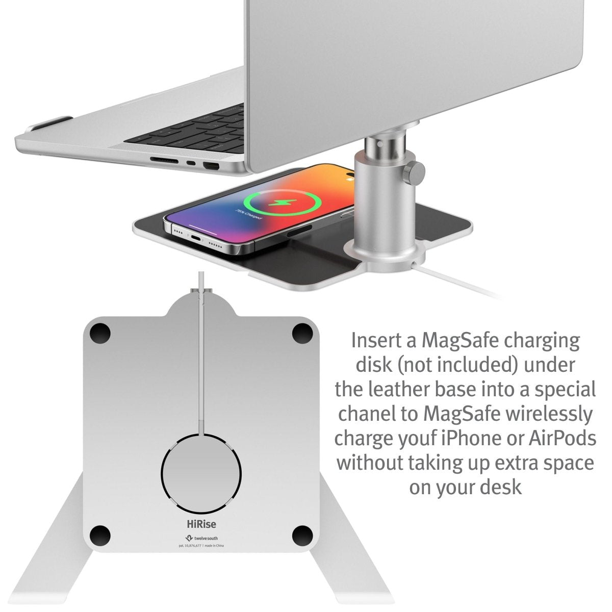 HiRise Pro for Laptops and MacBooks | Ergonomic, Height - Adjustable Stand with MagSafe / Wireless Capable Charging Base - Ante ShopTwelve SouthComputer Risers & Stands811370024424TS - 2211