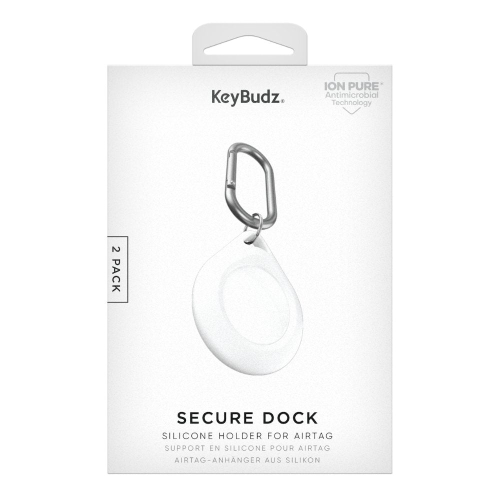 KeyBudz AirTag Secure Dock (2 per pack) - Ante ShopKeybudzAirTagAT_S2_WHT