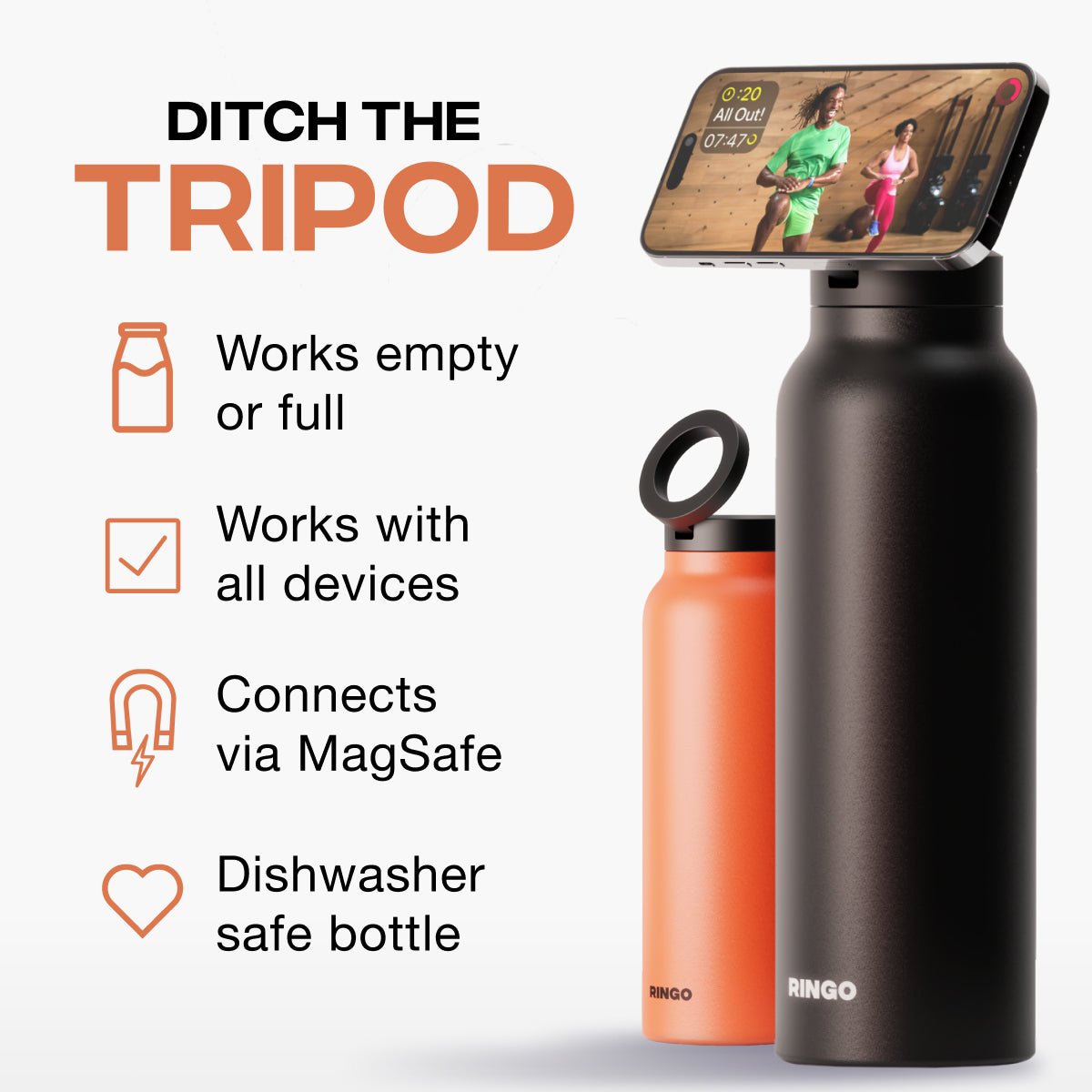 Ringo Water Bottle + Free Magnetic Booster Ring (Black) - Ante ShopRingoLifestyleRG - B2BK24LSC2