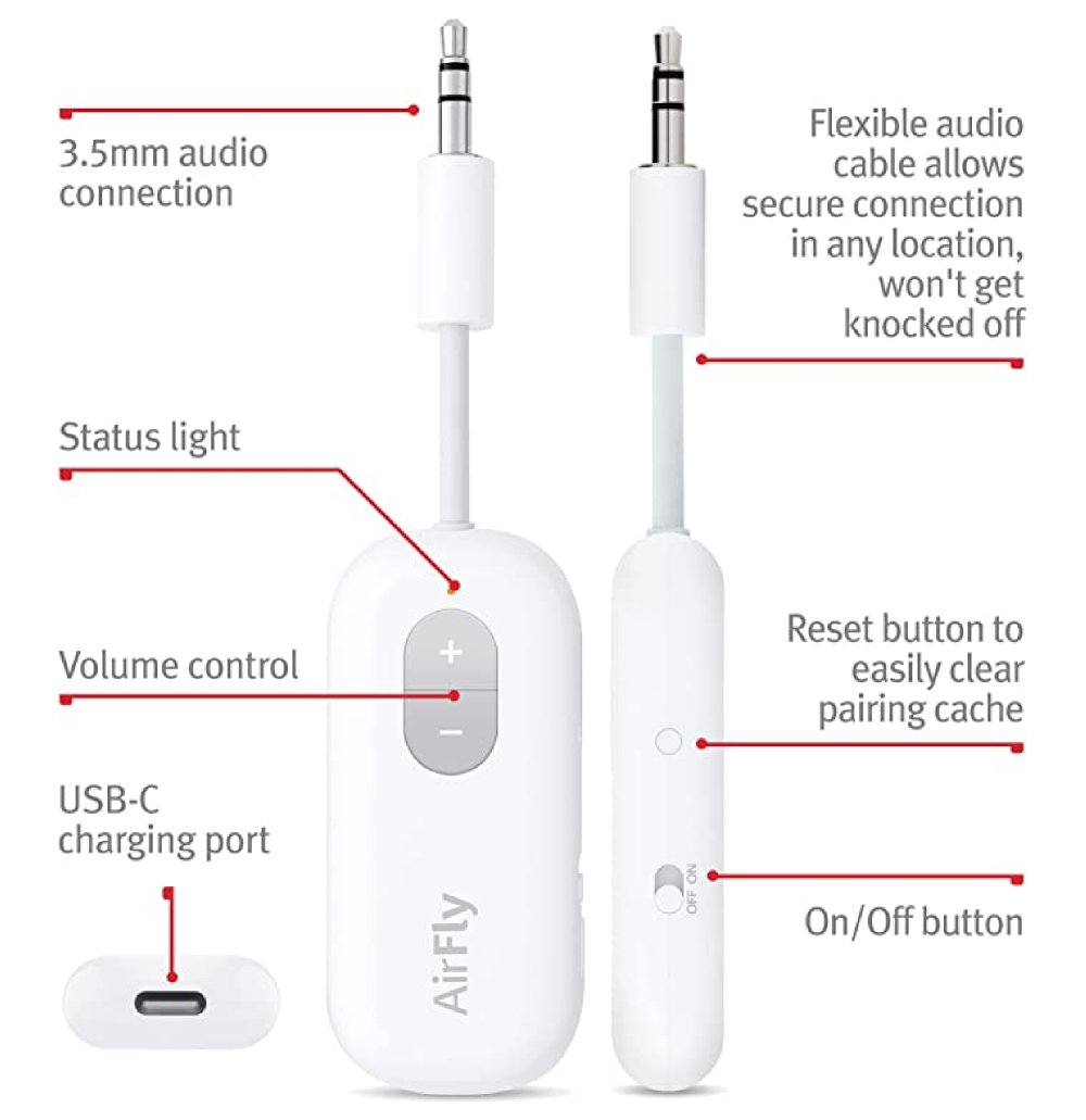 Twelve South AirFly Pro / Airfly SE / AirFly Deluxe | Wireless Bluetooth Transmitter/Receiver - Ante ShopTwelve SouthBluetooth Transmitters811370024905TS - 2259WHT