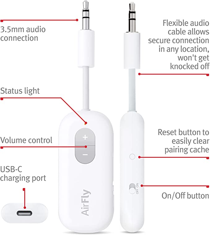 Twelve South AirFly Pro / Airfly SE| Wireless Bluetooth Transmitter/Receiver - Ante ShopTwelve SouthBluetooth Transmitters811370024905TS - 2259WHT