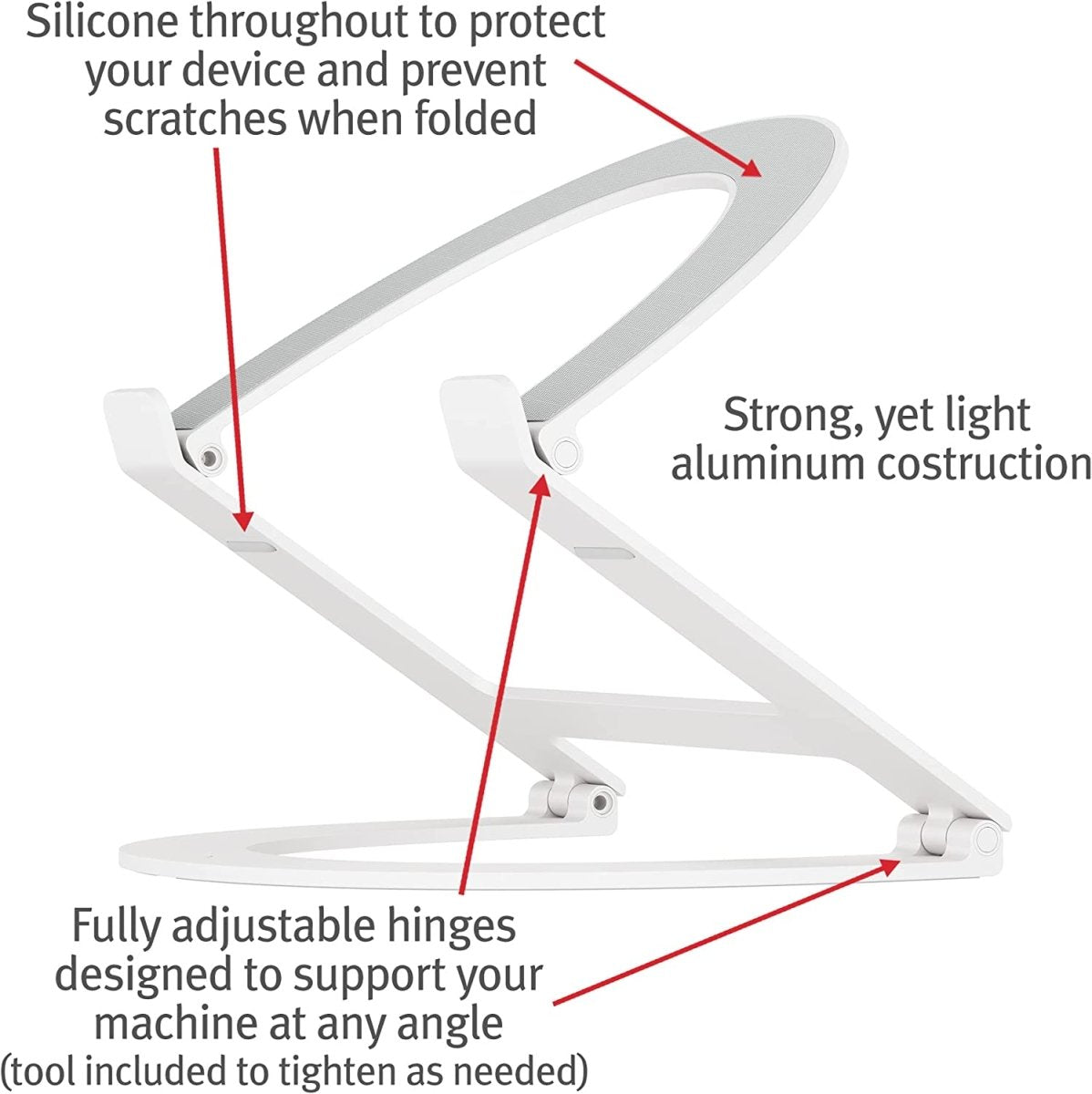 Twelve South Curve Flex | Ergonomic Height & Angle Adjustable Aluminum Laptop/MacBook Stand/Riser, fits 10" - 17", Folds Flat for Portability - Ante ShopTwelve SouthComputer Risers & Stands811370024332TS - 2202WH